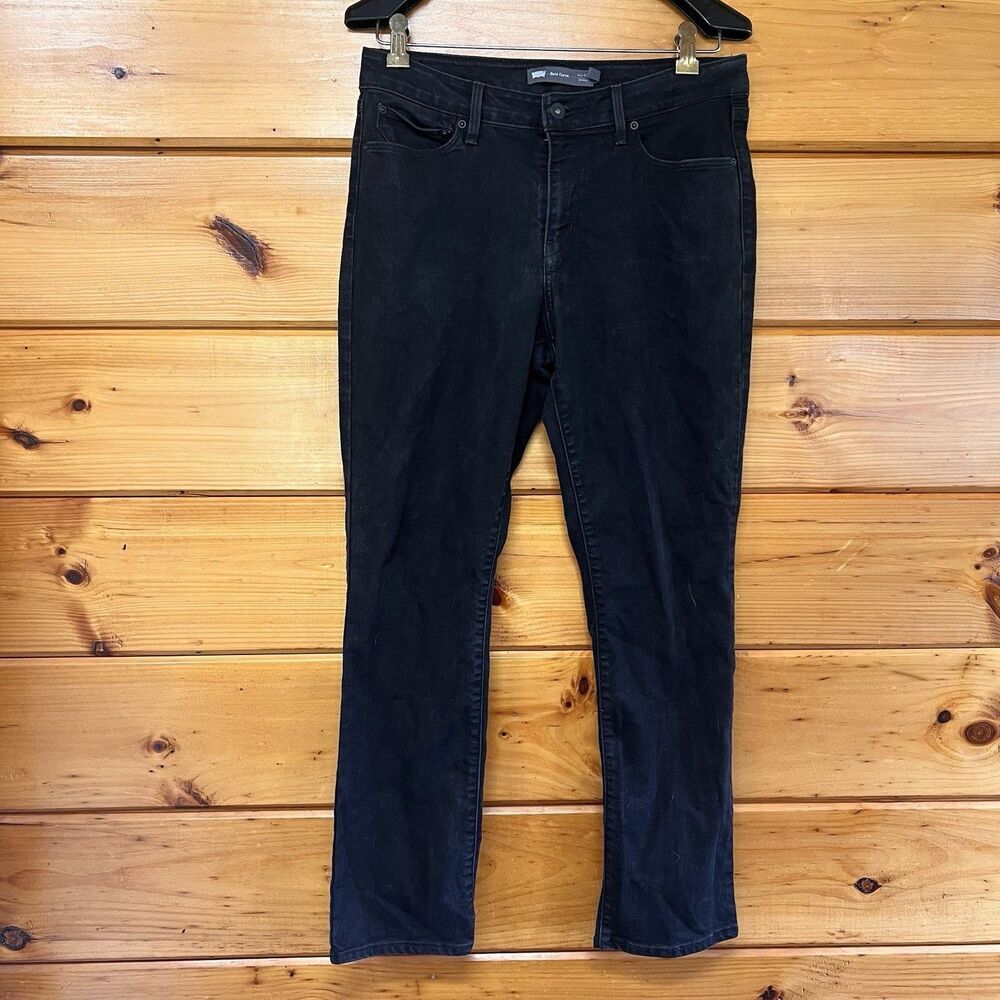 Levis Demi Curve Classic Rise Straight Jeans 12 31 Black Denim Stretch 12/31